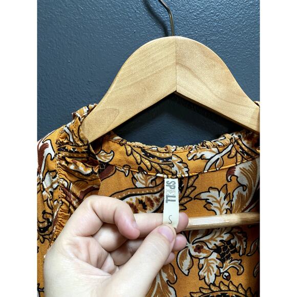 Spell & the Gypsy Co Etienne Golden yellow Floral Long Sleeve Maxi Dress - Picture 4 of 5